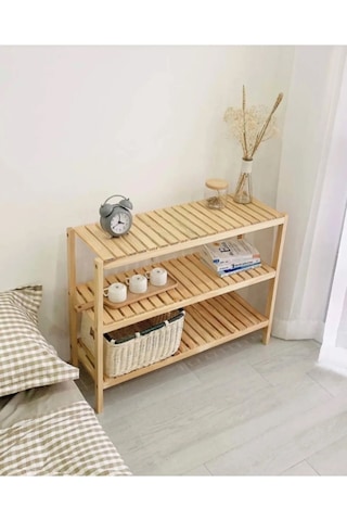 Ahşap Raf Çok Amaçlı Dekoratif Yan Sehpa Komidin Organizer Raf