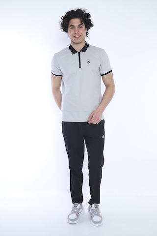 Escetic Erkek Spor Bej Polo Yaka Slim Fit T-Shirt-3342