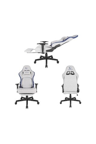 Mc-8663b Typhoon Oyuncu Koltuğu Gri Mavi, Terletmez Kumaş, Yatabilen Sırt, Yükseklik Ayarlı Kol Desteği, Ergonomik Çok Renkli
