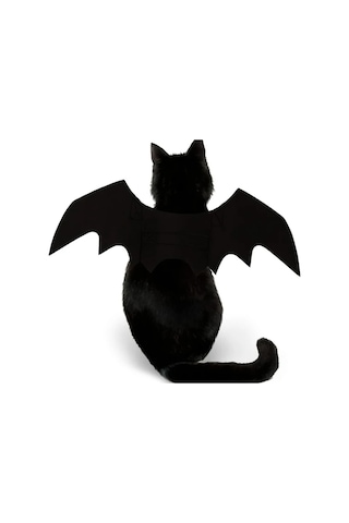 Willowhaven Siyah Kedi Yarasa Kanatları Kostümü 2li Set - Yumuşak Polyester Halloween Evcil Aksesuar