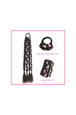 Kadınlar Ve Kızlar İçin Vurgulanmış Sentetik Lifli Renkli Örgülü Peruk Black+pink