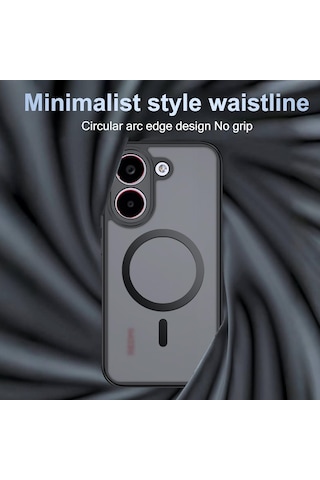 Xiaomi Poco X8 Pro Uyumlu Kılıf Kamera Çevresi Korumalı Mat Siyah Magsafe Şarj Destekli