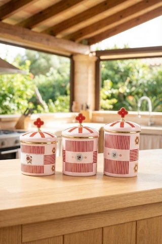 Acar Xap-10350 Chloe Collection Emaye 3 Parça Baharatlık Kavanoz Seti Pembe