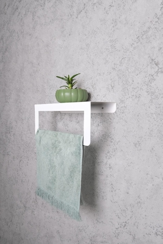 Era Art 30 Cm Beyaz Havlu Tutacağı Raf Metal Havlu Askısı Mutfak Banyo Raflı Havluluk Metal Raflı H