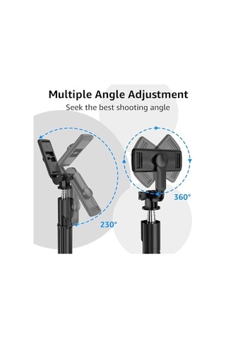 3'ü 1 Arada Bluetooth Selfie Çubuğu Ve Tripod, 360 Dönebilir Başlık, 10m Kablosuz Bağlantı, Apple Uyumlu iOS Ve Android Tüm Cihazlar İle , Siyah Siyah