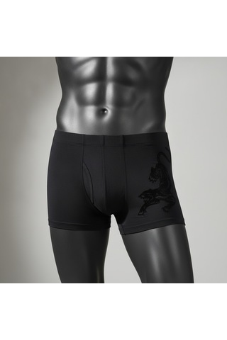 Bonbon Erkek Flok Panter Baskılı Siyah Renk Boxer Bb2764