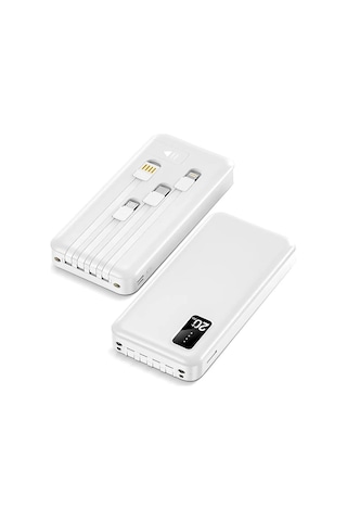 Powerway Tx209 20.000mah Kablolu Dijital Göstergeli Fenerli Powerbank Dahili Telefon Stand Micro - Type C - Lightning