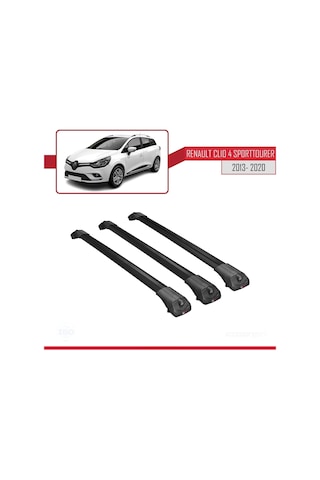 Renault Clio Sport Tourer 2013-2020 Arası İle Uyumlu Ace-1 Ara Atkı Tavan Barı Siyah 3 Adet Bar