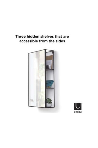 Umbra Cubiko 24x12 İnç Dikdörtgen Siyah Metal Banyo Aynası Depolama Dolabı 3 Raflı Diğer