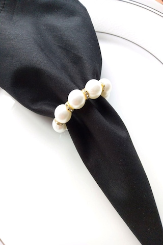 6 Adet Gold Taş Detaylı Inci Peçete Yüzüğü