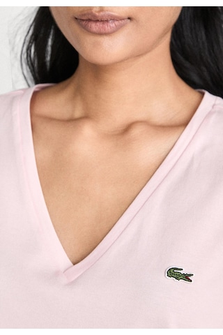 Lacoste V Yaka Organik Pamuk Bayan T-shirt Açık Pembe