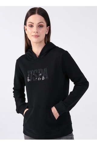 U.s. Polo Assn. Kapüşon Yaka Baskılı Siyah Kadın Sweatshirt Gızmo-sk022 Siyah