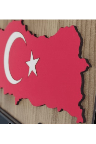 Türkiye Haritası Kırmızı Mdf Duvar Tablosu 50cmx22cm -