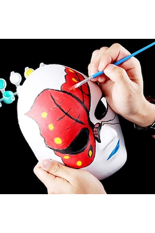 Beyaz Renk Boyanabilir Anonim Tam Yüz Cosplay Maske 24x18 Cm Çok Renkli