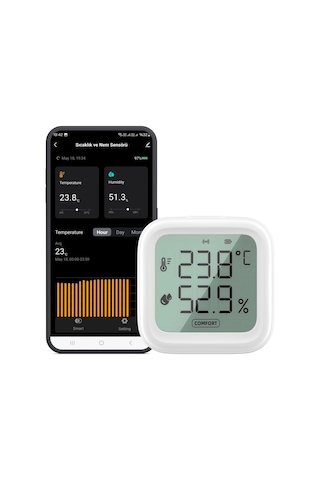 Wifi Lcd Ekranlı Sıcaklık Ve Nem Sensörü Tuya - Smartlife Uyumlu