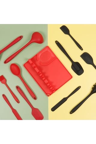 Dancemonkey 2'si 1 Arada Mutfak Silikon Kaşıklık Raf Orta Boy Kırmızı - Küçük Ebatlı Kırmızı
