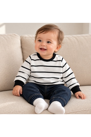 Bebe Bebek Sweatshirt Siyah - Beyaz