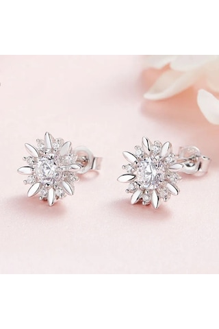 Monemel Kristal Taşlı Kırmızı Köpekli Küpe Altın Kaplama E02401 Gümüş - Rodyum