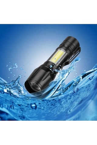 Ultra Güçlü 600 Lumens +3w Cob Led Usb Şarjlı El Feneri Kutulu Kamp Feneri Avcılık Feneri Siyah
