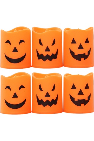 Cadılar Bayramı Dekorasyonu 6 Adet Cadılar Bayramı Mumları, Led Mumlar, Pil İle Çalışan Led Çay Işıkları Cadılar Bayramı Ev Dekorasyonu İçin Çok Renkli