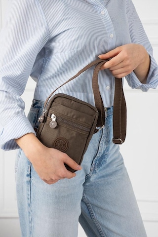 Baginn Klinkır Telefon Çantası Mini Postacı Çanta 22 12 Cm Çapraz Askılı Omuz Çantası Günlük Hafif Çanta Kahverengi