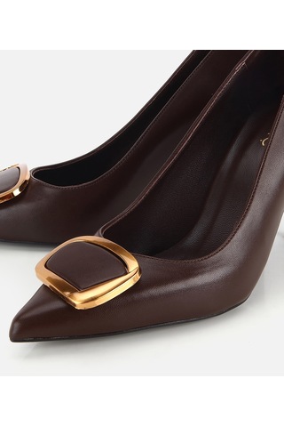 Hotiç Kadın Kahverengi Gold Toka Detaylı İnce Topuklu Stiletto 01ayh332670a480 01ayh332670a480