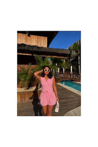 Gigi Wardrobe Monaco Yelek Şort Takım Pembe Pembe Gigi Wardrobe Monaco Yelek Şort Takım Pembe Pembe