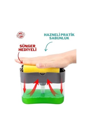 Sıvı Bulaşık Deterjanı Dispanseri Süngerli Basmatik Sıvı Deterjanlık Çok Renkli