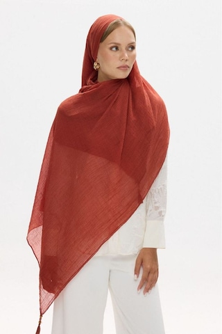 Fenza Scarf Freya Müslin Püsküllü Bürümcük Pamuklu Şal Koyu Oranj