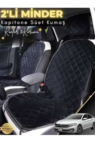 Volkswagen Jetta Uyumlu 2'li Süet Oto Koltuk Minderi Terletmez Universal Oto Aksesuar A10 Siyah