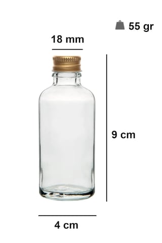 Rotanev 6 Adet Şeffaf Cam Shot Şişesi Sızdırmaz Gold Metal Kapaklı Hediyelik Koku Süs Çok Amaçlı Şişe 50 ML