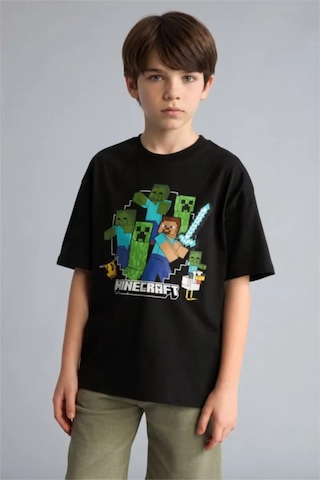 Defacto Minecraft Oversıze Bisiklet Yaka Kısa Kollu Tişört Erkek Çocuk H3512a826smbk81 Siyah-bk81