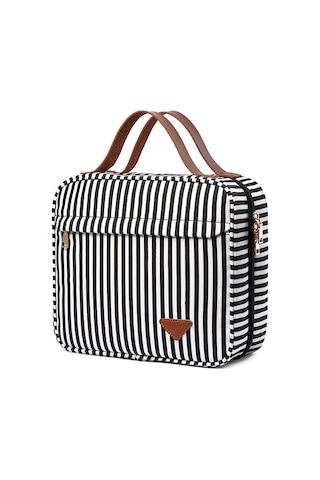 Sones Taşınabilir Büyük Kapasiteli Kozmetik Çok Bölmeli Saklama Çantası Siyah