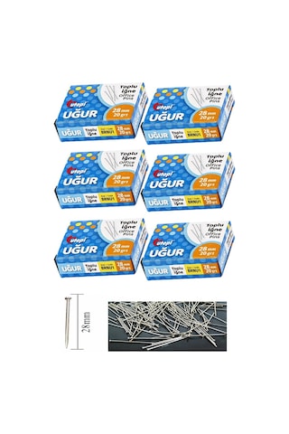 Toplu İğne 20 Gr 28 Mm 6 Paket Yaklaşık 900 Adet Nikel Kaplı Toplu İğne Düğün Nişan Takı İğnesi Okul Ofis Büro