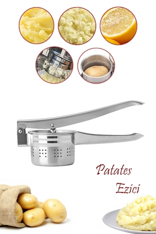 Porsima 76850 Patates Ezici Paslanmaz Metal Patates Ezici Püre Yapıcı Patates Ezeceği 27cm