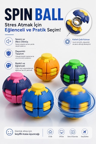 Jasper Popspin Basınca Dönen Eğlenceli Top Oyuncağı Renkli - Dönen Top Motor Becerisi Geliştirici Hareketli