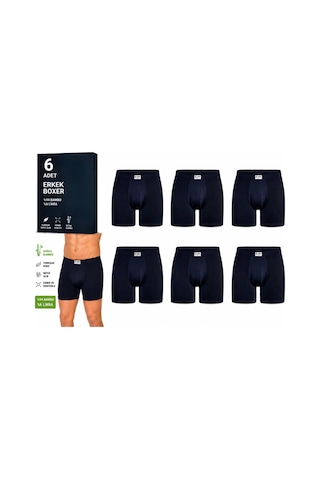 Yıldız Çamaşır Erkek Bambu Likralı Boxer 320-324 - 6 Adet Lacivert