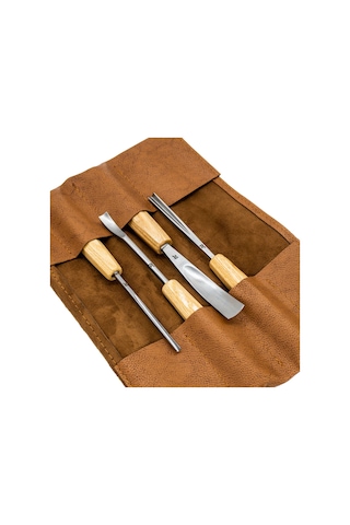 Rox Wood 0127 Deri Çantalı Premium Iskarpela Seti 4 Parça