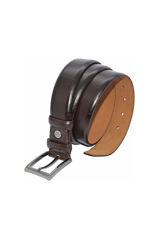 3.5 Cm. Klasik Hakiki Deri Düz Renk Kemer Koyu Kahve Kahverengi