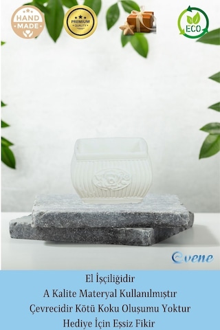 Eskitme Mumluk Şamdan Tealight Mum Uyumlu Mini Çizgili Çiçekli Model - Beyaz