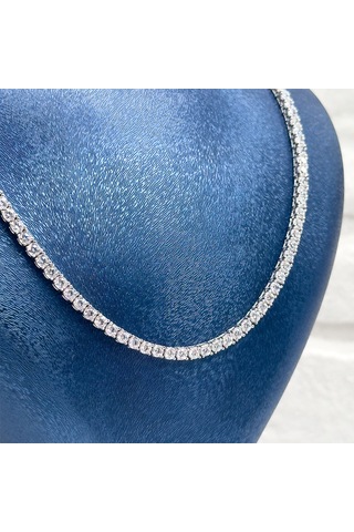 Su Yolu Pırlanta Montür Gümüş Gerdanlık - 3mm Gümüş