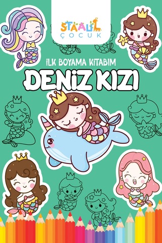 İlk Boyama Kitabım - Eğlenceli Boyama Seti 1 - Deniz Kızı / Unicorn / Meyveler / Sebzeler