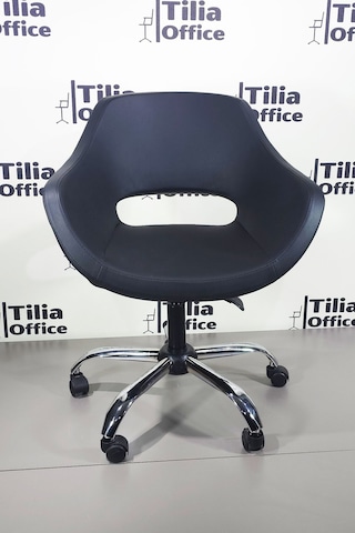 Monaco Çalışma Kesim Koltuğu Yonca Tekerlekli Krom Ayak Siyah