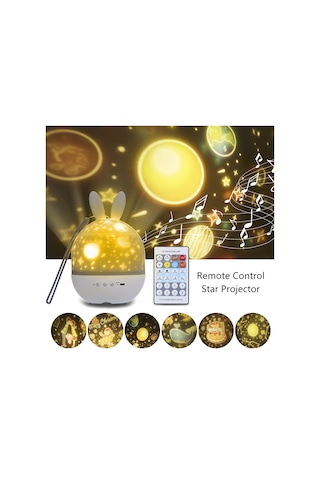 Ximistore9 Tomshine Usb Projeksiyon Lambası: 6 Film, 8 Müzik, Uzaktan Kumandalı Çocuk Gece Işığı