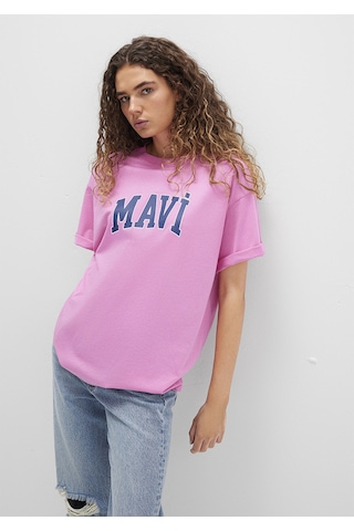 Mavi - Mavi Logo Baskılı Pembe Tişört 1600843-71033 Pembe