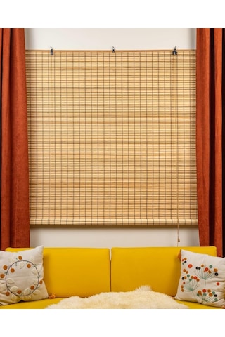 Rodos Ahşap Bambu Stor Perde 150 X 180 Çok Renkli