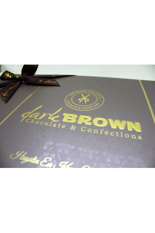 Dark Brown Jumbo Hediye Çikolata Kutusu 60 Spesiyel ve Drajeli El Yapımı Katkısız Çikolata