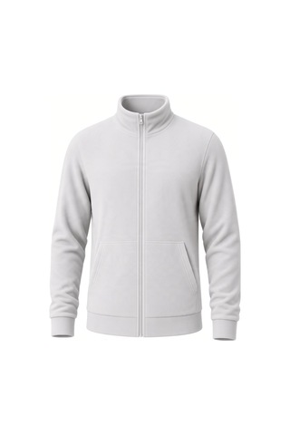 Givoria Erkek Kışlık Fermuarlı Cepli Polar Hırka Outdoor Beyaz Beyaz