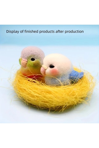 Hightower Mavi Tüylü Papağan İğneleme Keçe Seti - Yeni Başlayanlar İçin Qr Kodlu El Yapımı Oyuncak Mavi