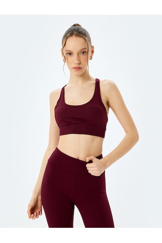 Koton Slim Kapsız Arkası Çapraz Askılı Sporcu Sütyeni Bordo 5wak30046nk Bordo